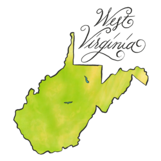 West Virginia Detailed Illustration Map Lettering Sticker