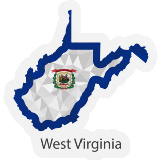 West Virginia Flag Map In Geometric Mosaic Polygonal Sticker