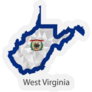 West Virginia Flag Map In Geometric Mosaic Polygonal Sticker