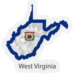 West Virginia Flag Map In Geometric Mosaic Polygonal Sticker