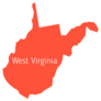 West Virginia Lettering Orange Map Silhouette