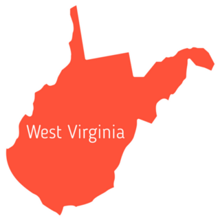 West Virginia Lettering Orange Map Silhouette