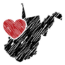 West Virginia Map And Heart Logo Sticker