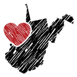 West Virginia Map And Heart Logo Sticker