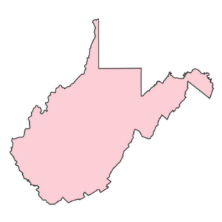 West Virginia Map In Pink Sticker