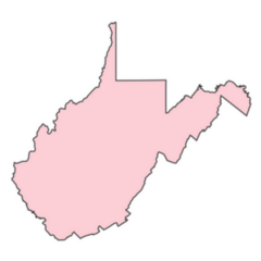 West Virginia Map In Pink Sticker