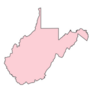 West Virginia Map In Pink Sticker