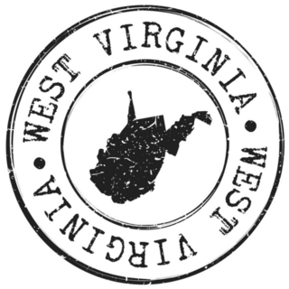 West Virginia Map Silhouette Postal Lettering Sticker