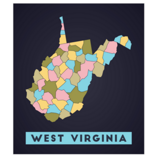 West Virginia Map Us State Poster Sticker