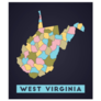 West Virginia Map Us State Poster Sticker