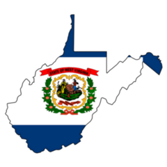 West Virginia Outline Flag Map Sticker