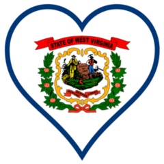 West Virginia State Flag Within A Heart Sticker