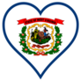 West Virginia State Flag Within A Heart Sticker