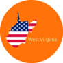 West Virginia State Of America With Map On Orange Sticker