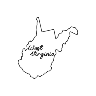 West Virginia Us State Outline Map Lettering Sticker