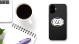 West Virginia Wv State Flag Oval Sticker on a Phone (New) example