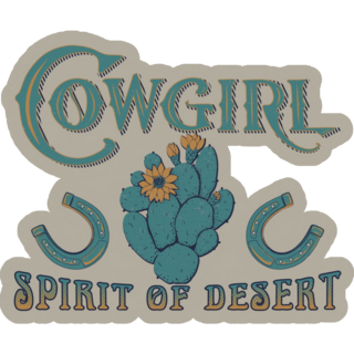 Western Cowgirl Spirit Of Desert Typography Sticker