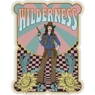 Western Cowgirl Wilderness Illustration Sticker
