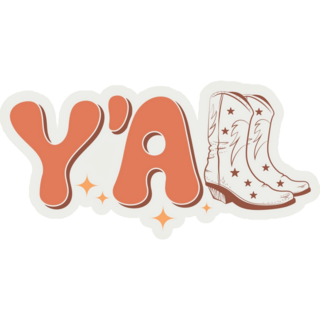Western Yall Cowboy Boots Lettering Sticker