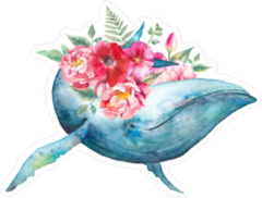 Whale And Flowers Sticker