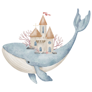 Whale Carrying Castle Sticker
