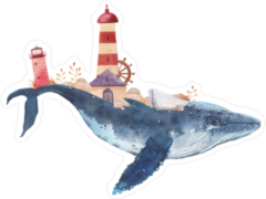 Whale Carrying the Beach Sticker
