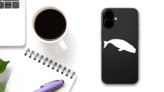 Whale Swimming Sticker on a Phone (New) example