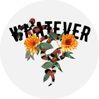 Whatever Slogan With King Snake And Sunflowers Illustration Sticker