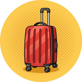 Wheeled Travel Luggage Comic Book Sticker