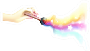 Whimsical Hand Using A Makeup Brush Sticker