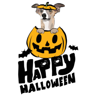 Whippet Halloween Card Sticker