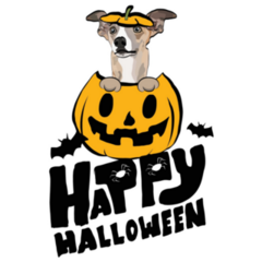 Whippet Halloween Card Sticker