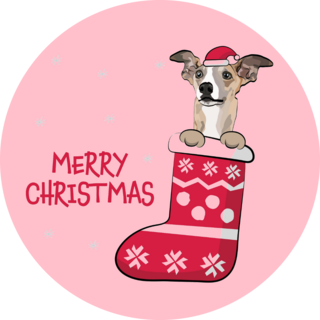 Whippet In Stocking Sticker