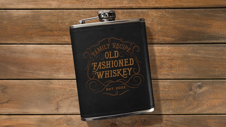 Whiskey Company Custom Black Leatherette Flask
