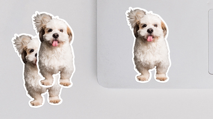White and Brown Puppy Sticker
