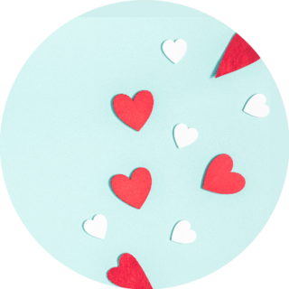 White And Red Hearts On Pastel Blue Sticker