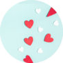 White And Red Hearts On Pastel Blue Sticker