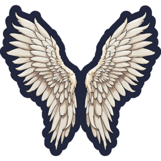 White Angel Wings On Blue Sticker
