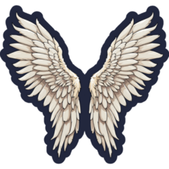 White Angel Wings On Blue Sticker