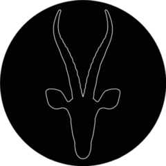 White Antelope Silhouette On Black Sticker
