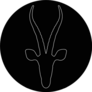 White Antelope Silhouette On Black Sticker
