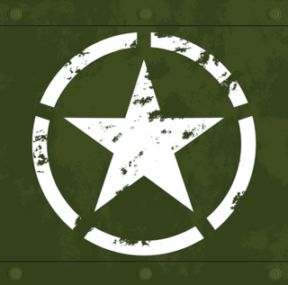 White Army Star On Green Background Sticker