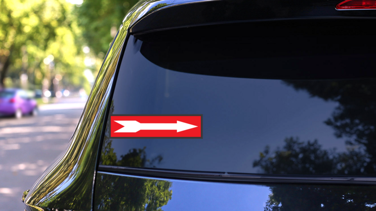 White Arrow Right Sign Sticker on a Rear Car Window (New) example
