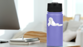 White Banner With Lung Cancer Awareness Sticker on a Water Bottle (New) example