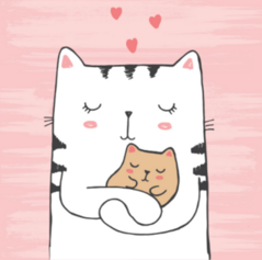 White Cat Hugging Baby Sticker