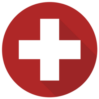 White Cross in a Red Circle Medicine Sticker
