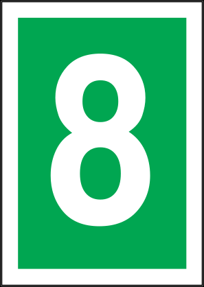White Eight Green Background Sign Sticker