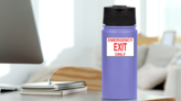 White Emergency Exit Only Sign Sticker on a Water Bottle (New) example