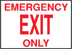 White Emergency Exit Only Sign Sticker