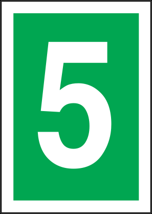 White Five Green Background Sign Sticker